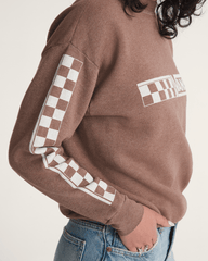 Waffle Shop Checkerboard Vans Style Crew Sweatshirt in Brown | Vans on sale
