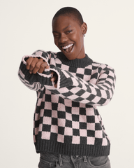 Cameron Sweater in Checkerboard Grey / Pink | Vans on sale