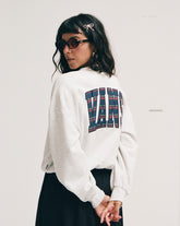 Tartan Up Retro Crew Sweatshirt in Heather White | Vans online