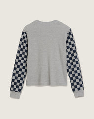 Checkerboard Long Sleeve Shirt in Heather Grey / Navy Blue | Vans outlet