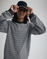 Wesley Stripe Long Sleeve Knit Shirt in Faded Black | Vans outlet