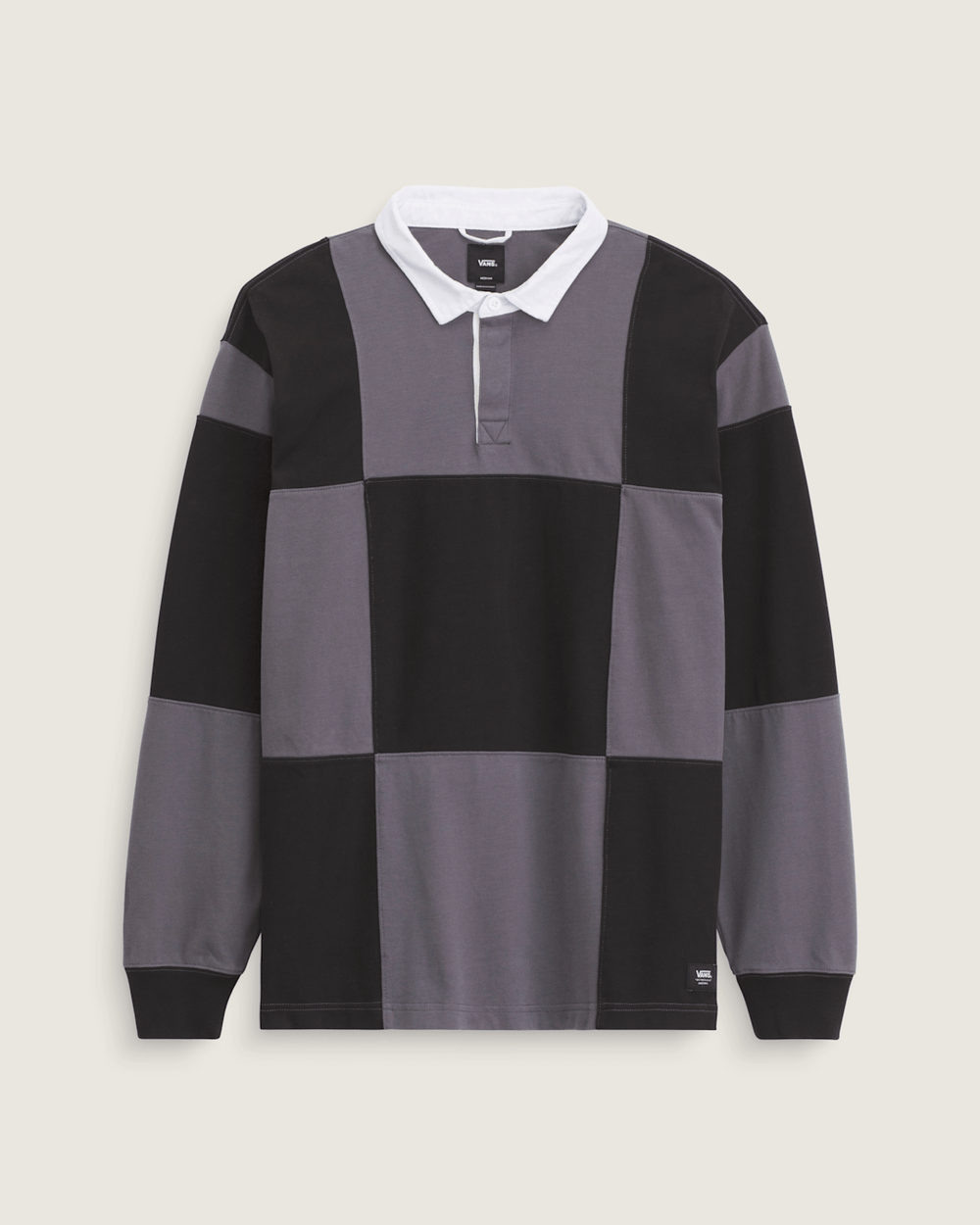 Grant Checkerboard Rugby Shirt in Black | Vans outlet