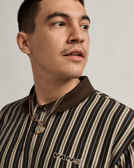 Layton Stripe Polo Shirt in Demitasse Brown | Vans near me