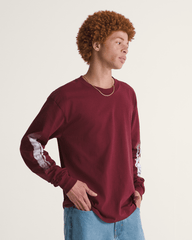 Blur Drop Long Sleeve T-Shirt in Burgundy | Vans outlet