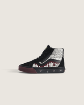 Little Kids Sk8-Hi Side Zip Halloween Shoe in In the Shadows Black / Port Red | Vans online