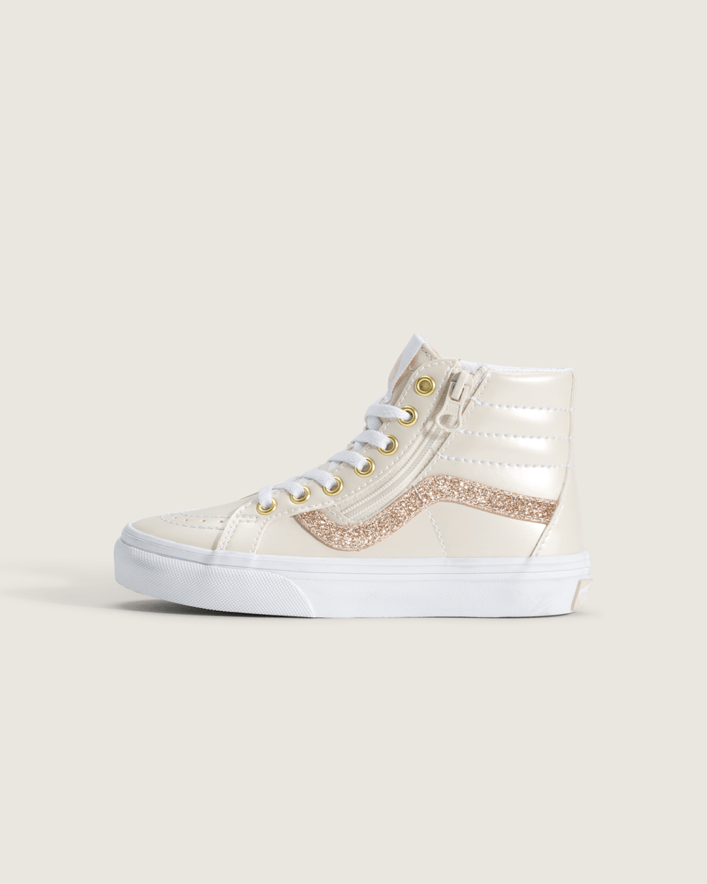 Little Kids SK8-Hi Side Zip Shoe in Dazzled Turtledove White | Vans on sale