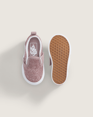Toddler Classic Slip-On V Shoe in Glitter Rose Gold Pink | Vans outlet