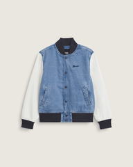 Kids Denim Baseball Jacket in Stonewash Blue | Vans on sale