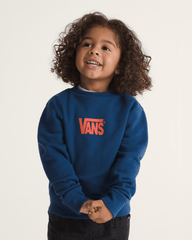 Little Kids Stretch Logo Crew Sweatshirt in Deep Indigo Blue / Flame Red | Vans online