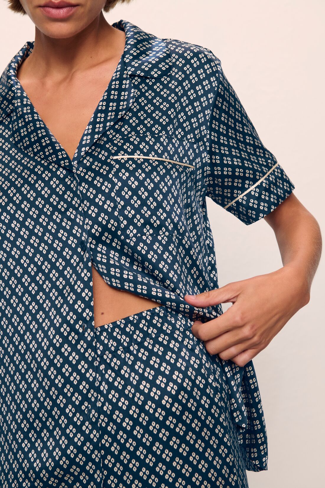 Eberjey Inez Washable Silk Printed Short Sleeve Pant PJ Set