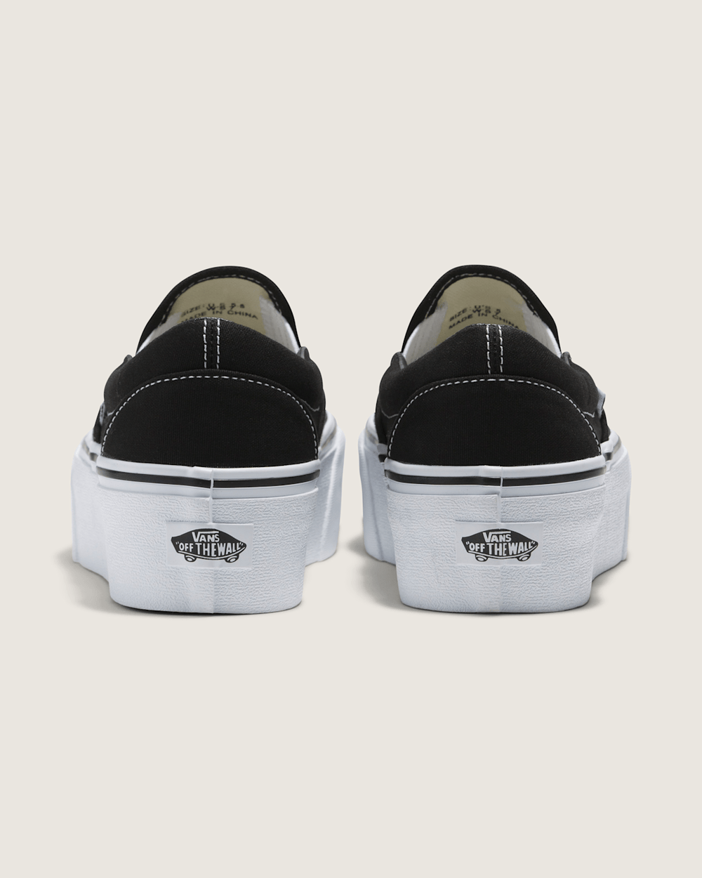 Classic Slip-On Platform Shoe in Black / True White | Vans outlet