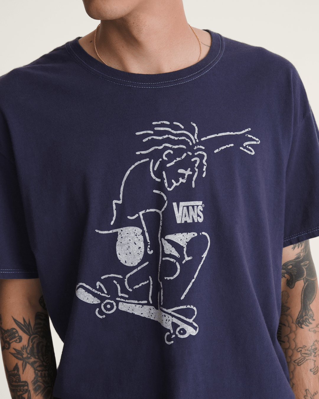 Waffle Shop Skate Crest T-Shirt in Navy Blue | Vans online