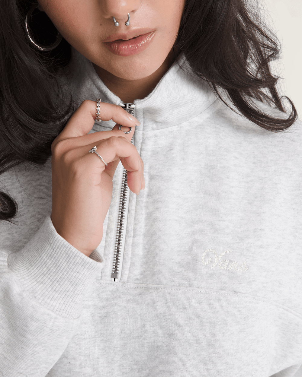 Script Logo Mock Neck Sweatshirt in White Heather | Vans online