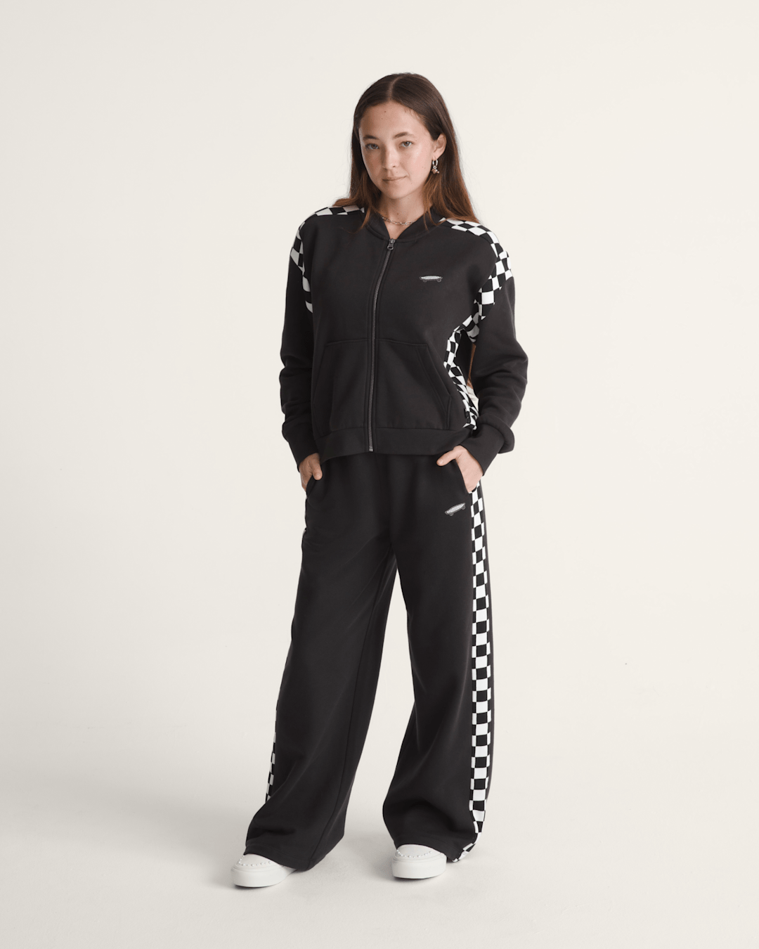 Rookie Track Zip Sweatshirt in Checkerboard Black | Vans discount