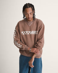 Waffle Shop Checkerboard Vans Style Crew Sweatshirt in Brown | Vans on sale