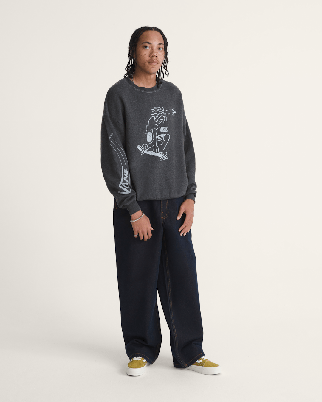 Waffle Shop Skate Crest Crewneck Sweatshirt in Charcoal Grey | Vans outlet