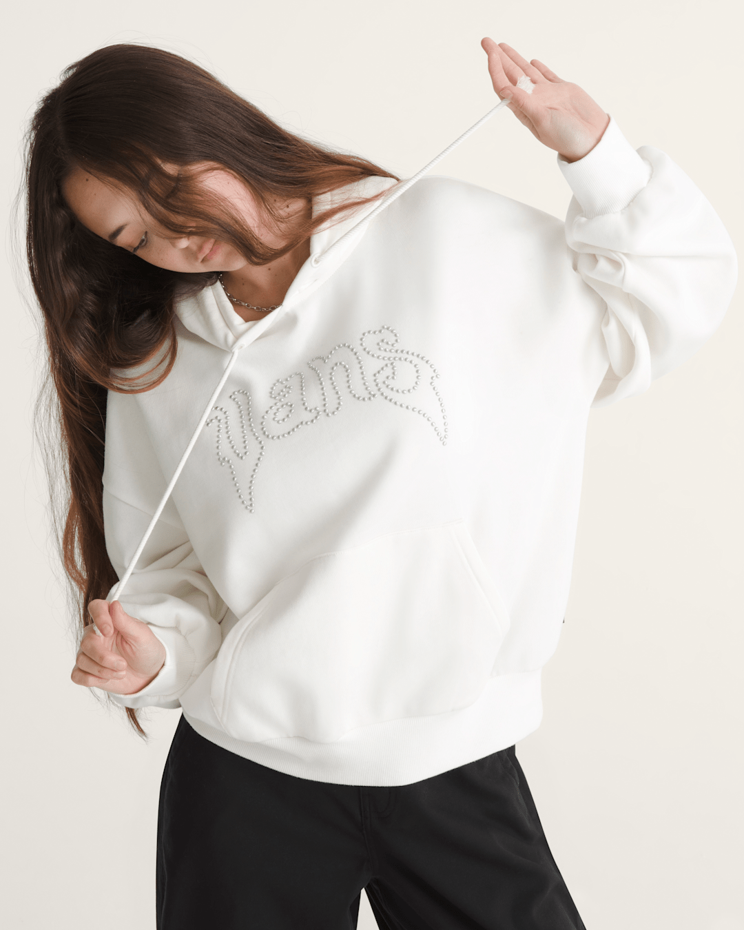 Pearls Logo Retro Pullover Sweatshirt in Marshmallow White | Vans near me