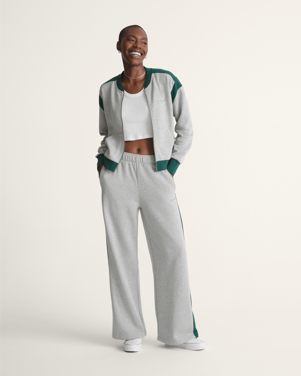 Rookie Track Zip Sweatshirt in Grey / Emerald Green | Vans discount