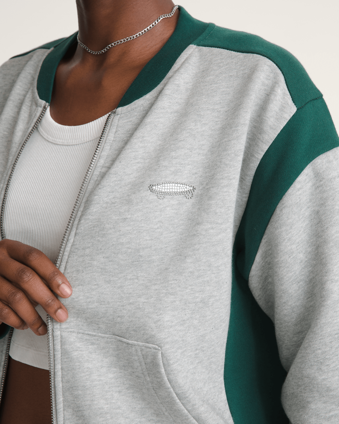 Rookie Track Zip Sweatshirt in Grey / Emerald Green | Vans discount