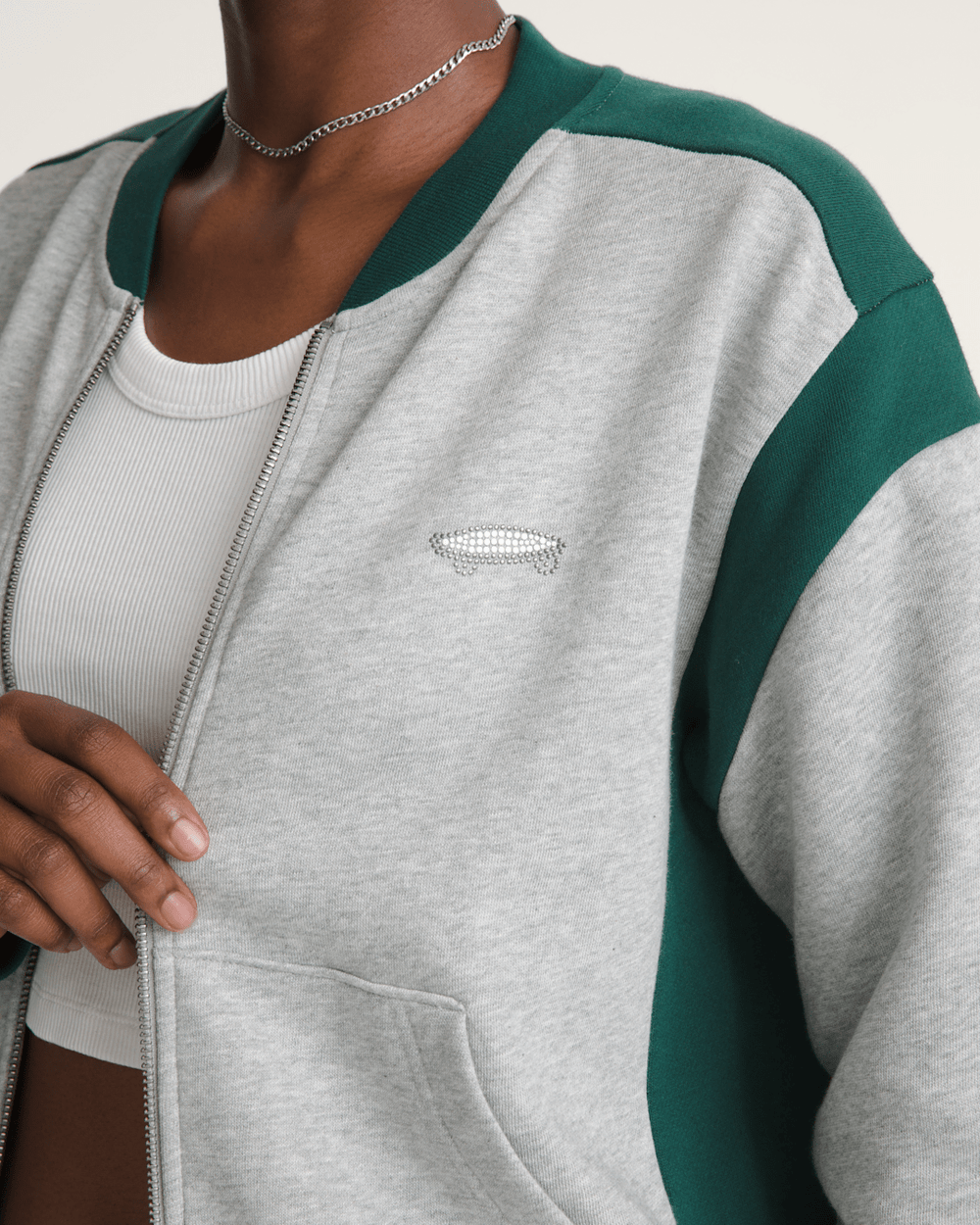 Rookie Track Zip Sweatshirt in Grey / Emerald Green | Vans discount