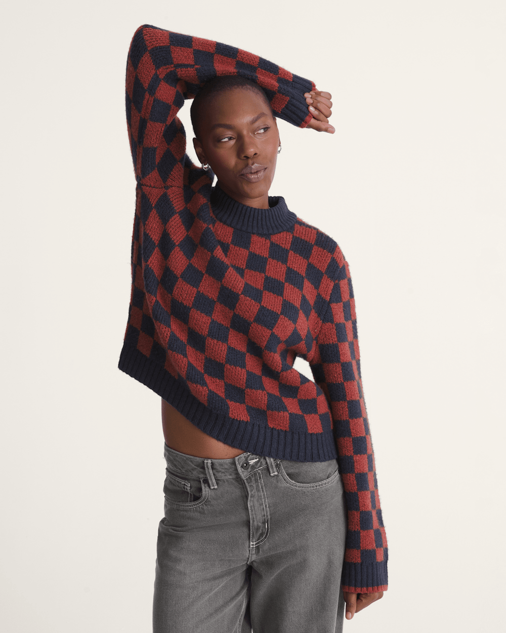 Cameron Sweater in Checkerboard Blue / Red | Vans near me