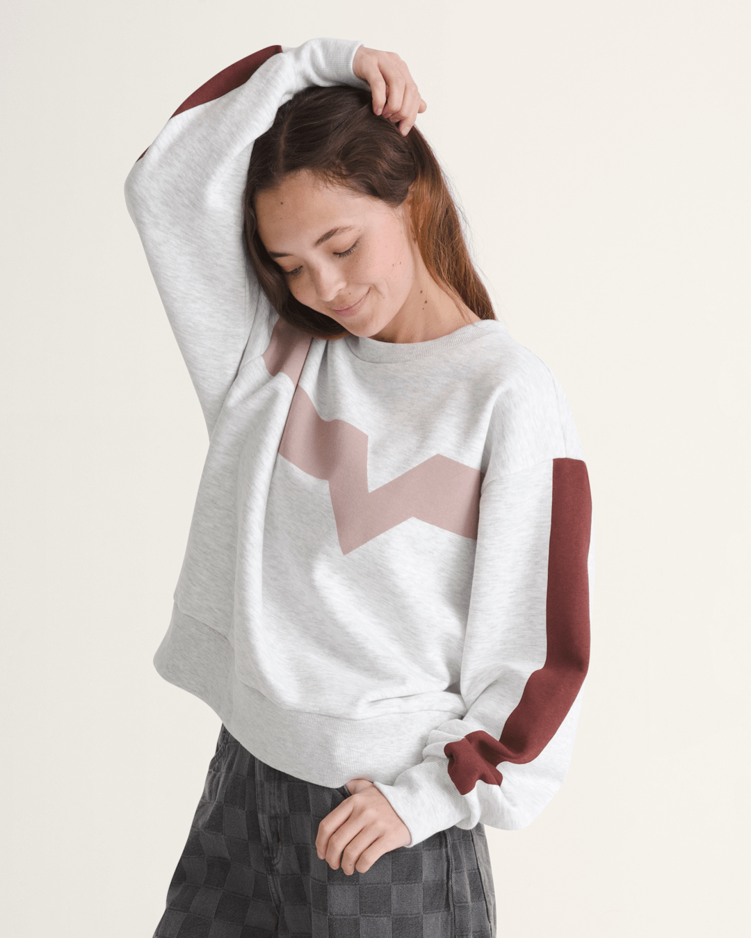 Faster Crew Sweatshirt in Heather White / Port Royal Red | Vans near me