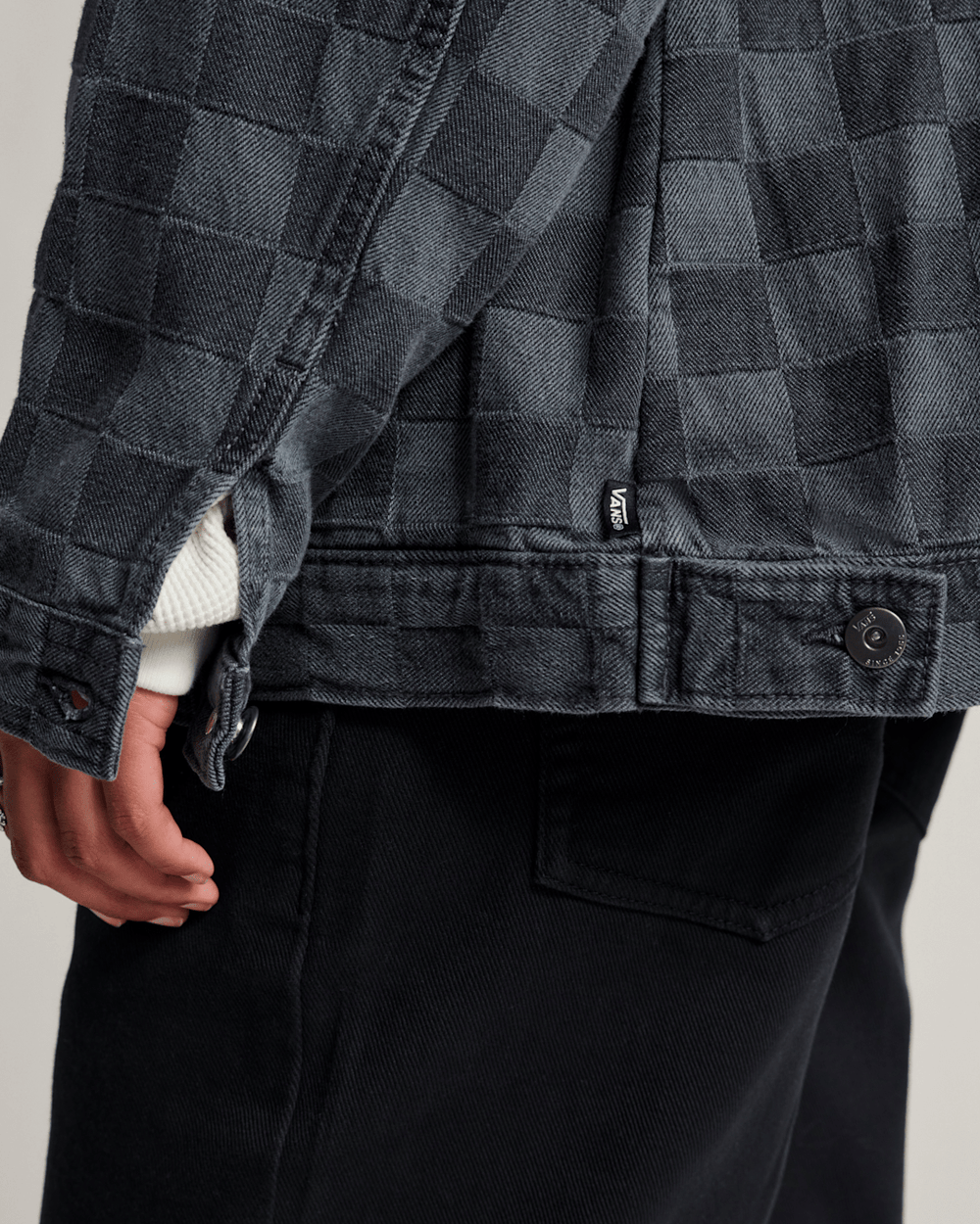 Pitstop Checkered Station Denim Jacket in Checkerboard Faded Black | Vans sale