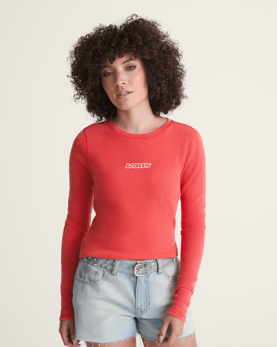 Teri Waffle Long Sleeve Shirt in Crimson Haze Red | Vans online