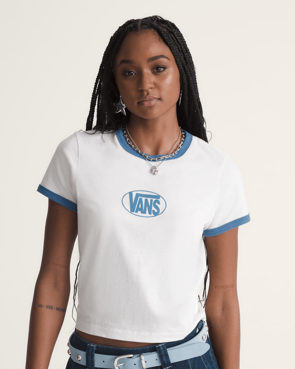 Circle V Ringer Tee in Egret | Vans outlet