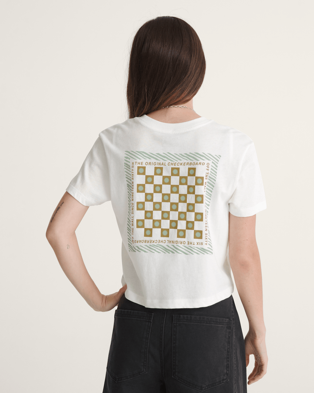 Sunny Checkerboard Crop T-Shirt in Marshmallow White | Vans sale