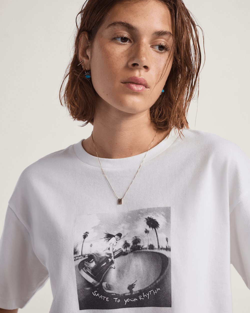 Rhythm Relaxed Crop T-Shirt in White | Vans discount