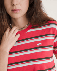 Salton Stripe T-Shirt in Crimson Haze Red | Vans online