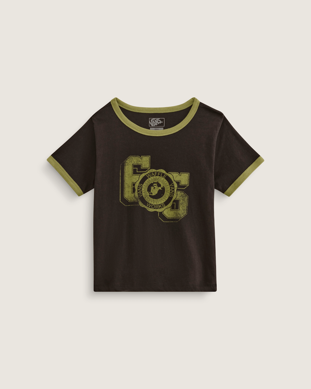 Campus Tour Ringer T-Shirt in Black / Loden Green | Vans discount