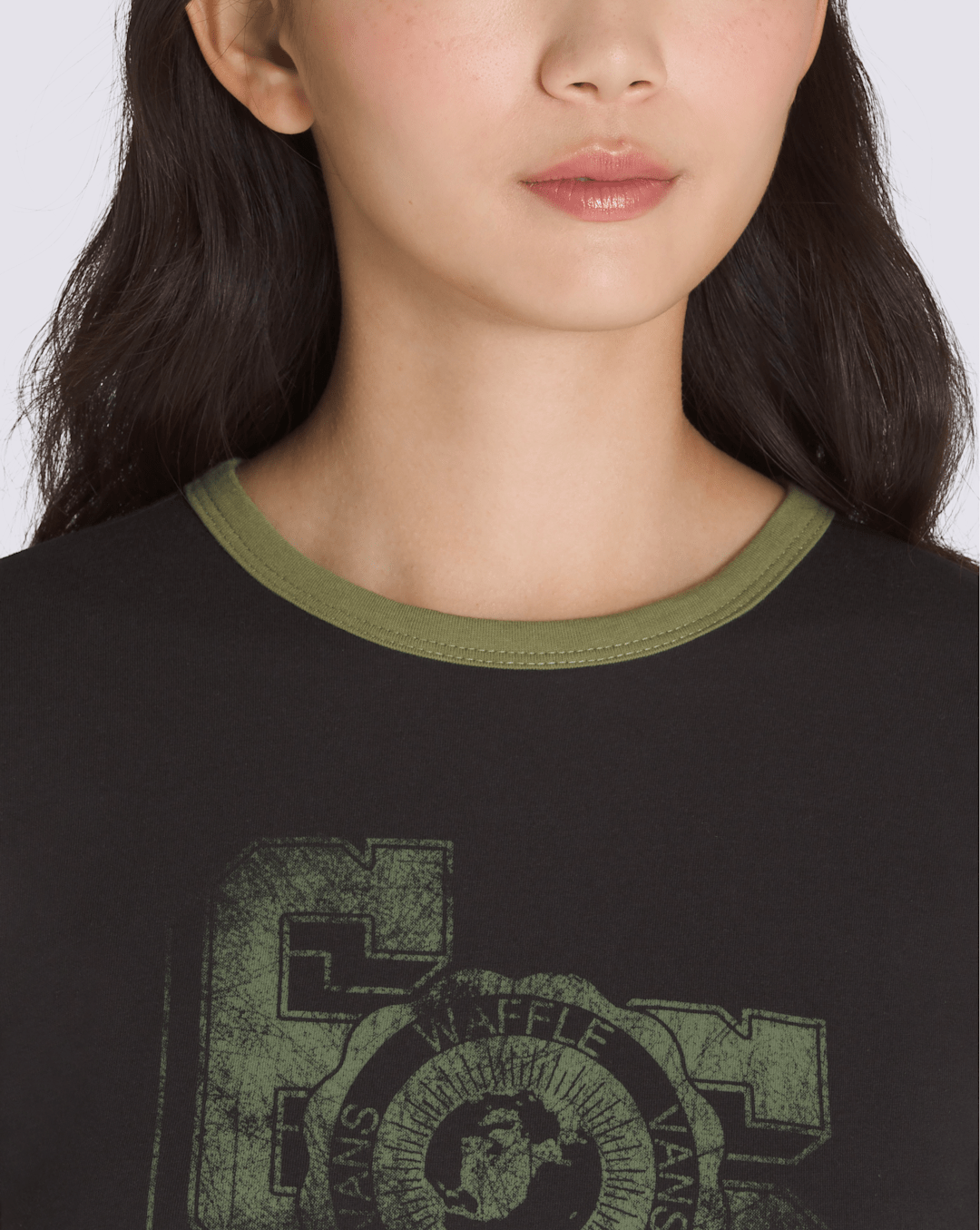 Campus Tour Ringer T-Shirt in Black / Loden Green | Vans discount