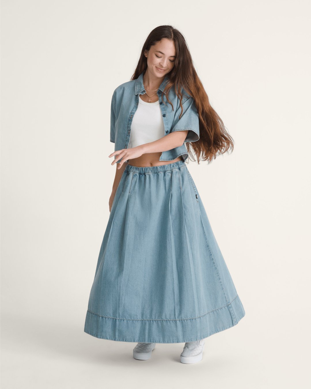 Francesca Full Skirt in True Navy Blue | Vans outlet