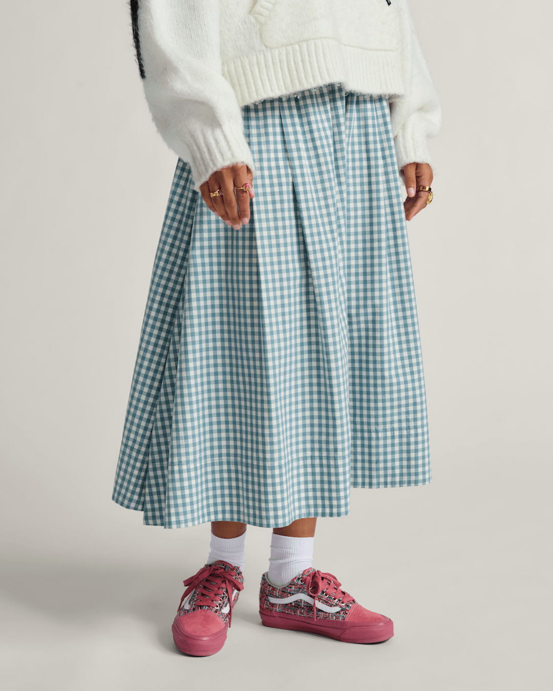 Francesca Full Plaid Skirt in Blue / White | Vans on sale