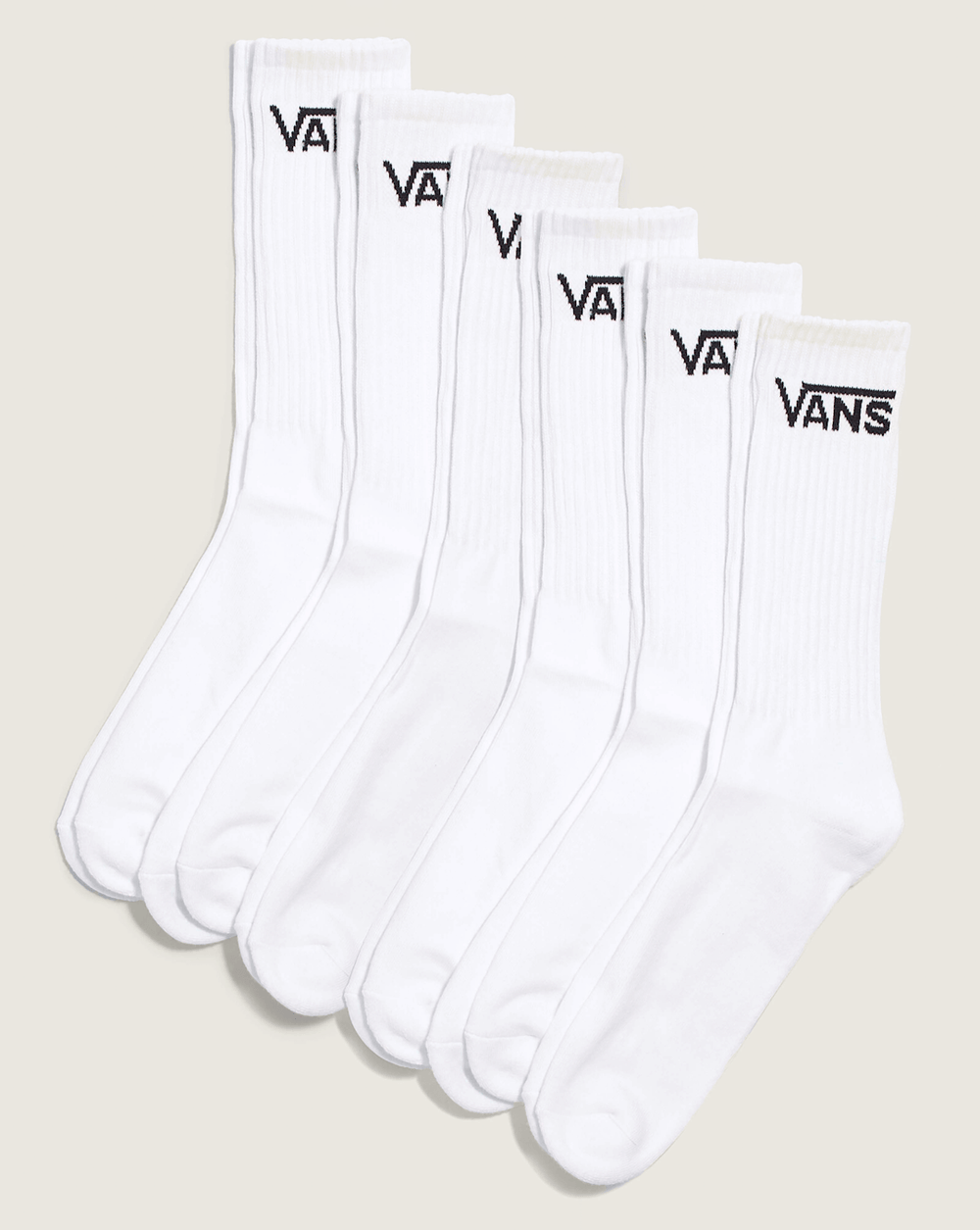 Classic Crew Socks 6-Pack in White | Vans on sale