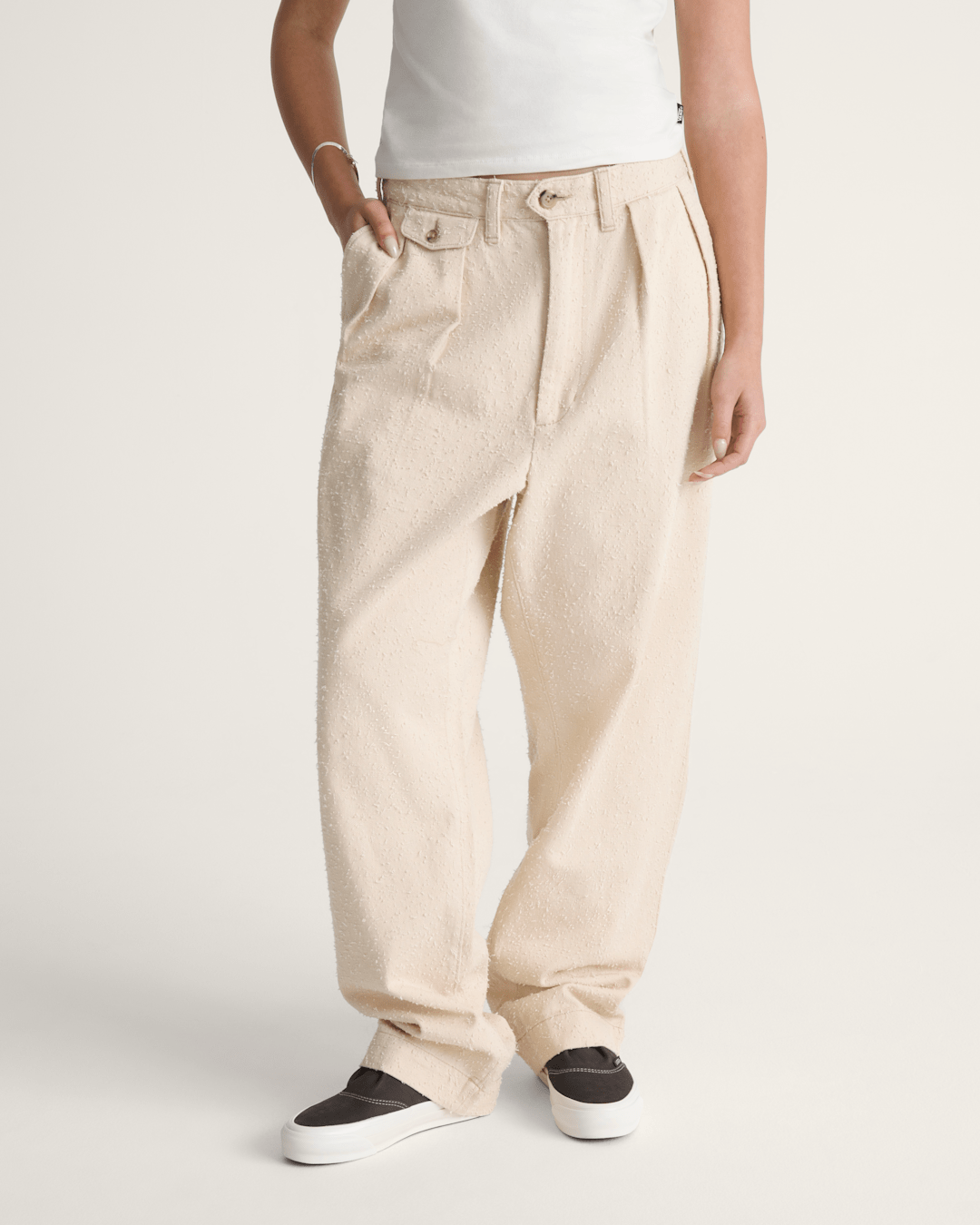 OTW by Vans Back Pleated Trousers in Creme Brulee Beige | Vans outlet