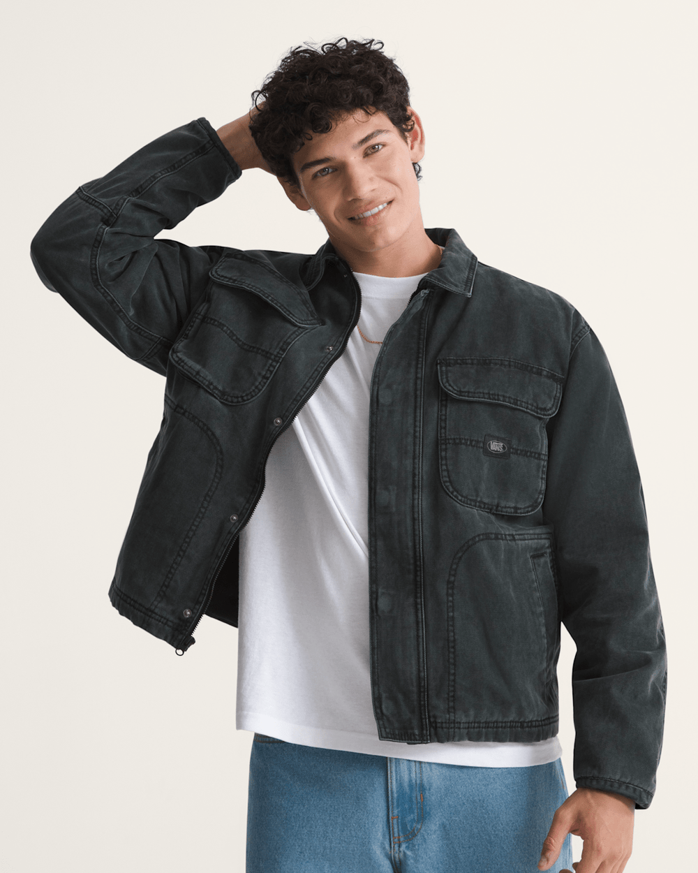 Umber Pigment Canvas Jacket in Black | Vans online