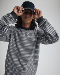 Wesley Stripe Long Sleeve Knit Shirt in Faded Black | Vans outlet