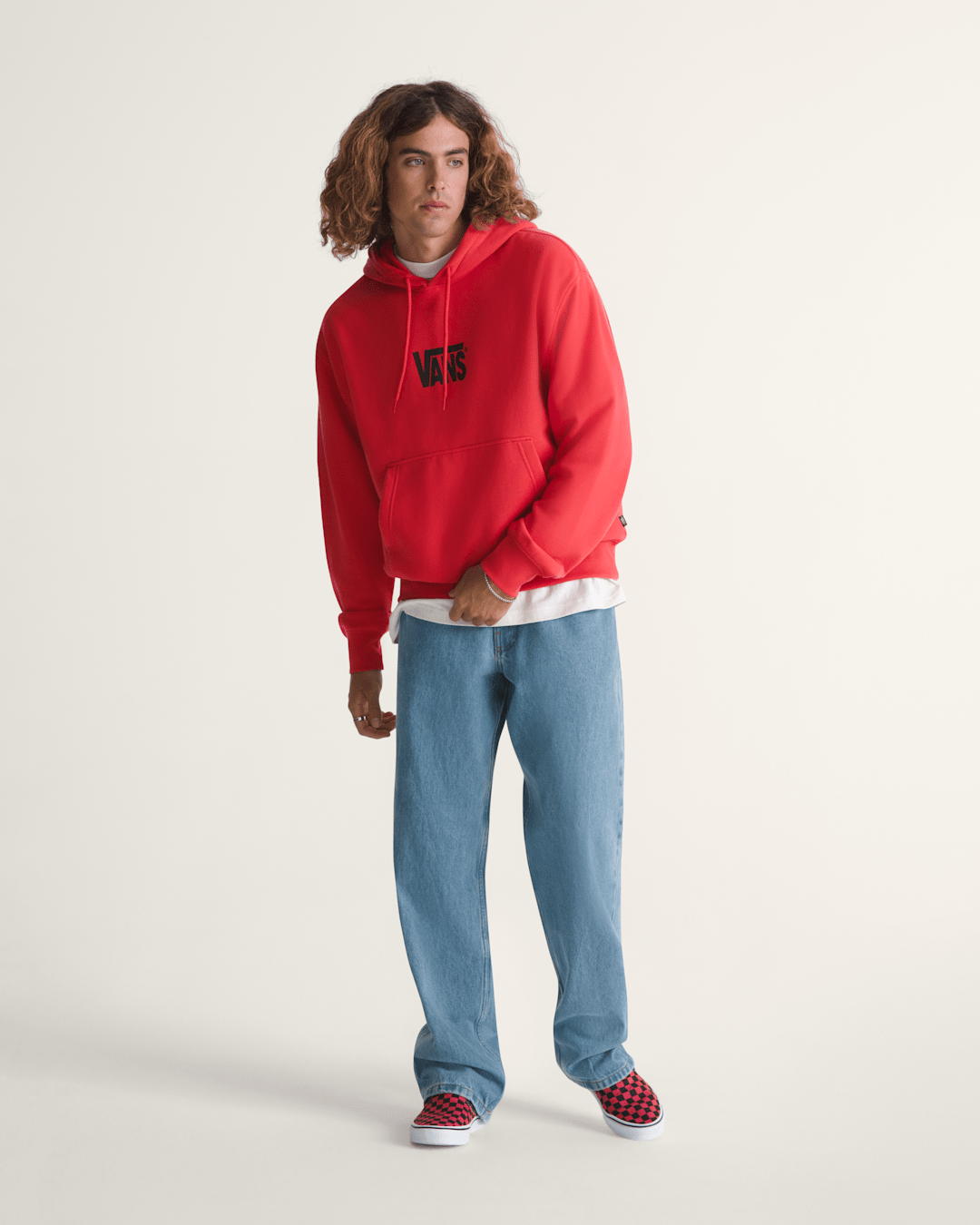 Stretch Logo Pullover Hoodie in Crimson Haze Red | Vans on sale