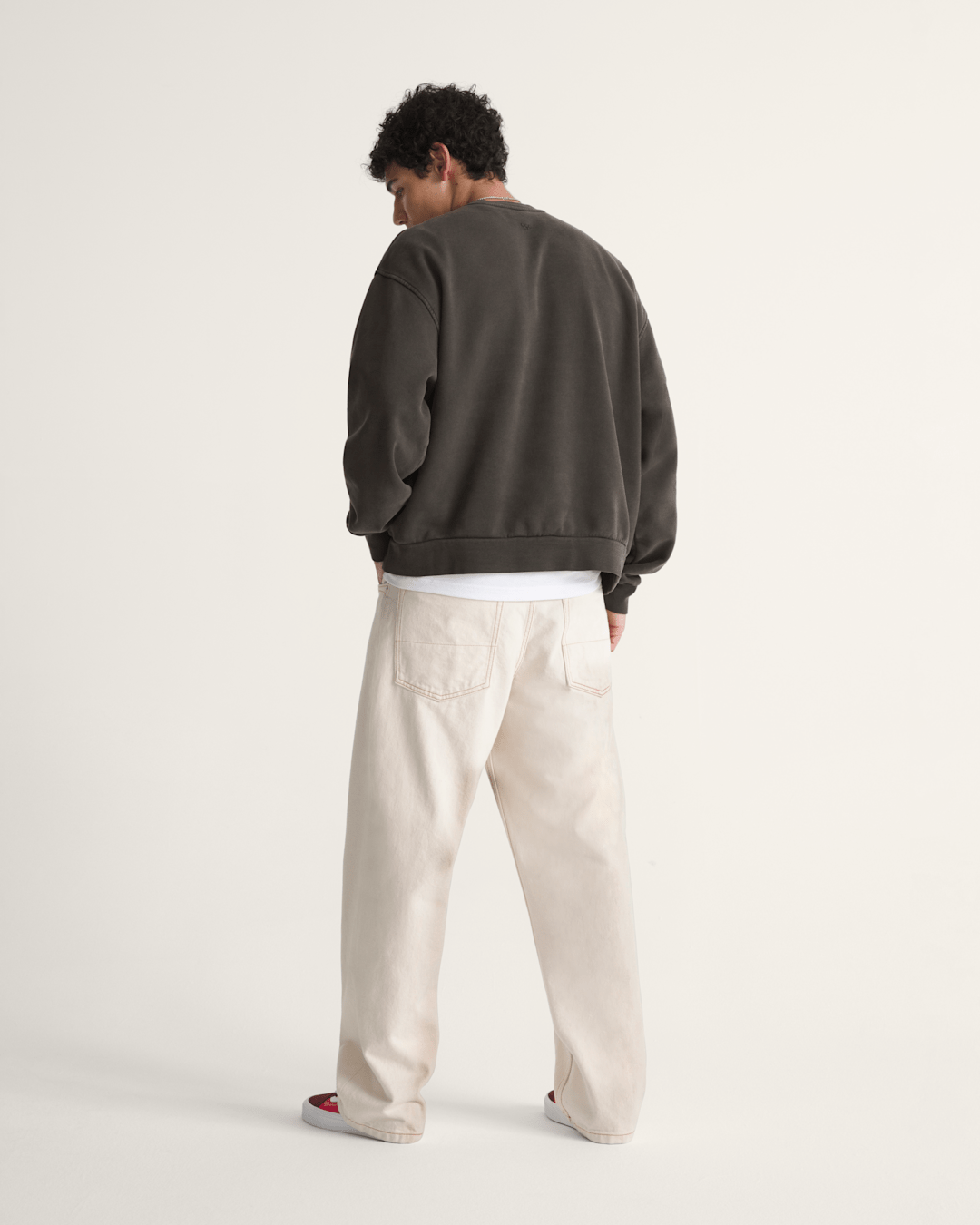 Premium Check-5 Loose Denim Pants in Natural Seed Beige | Vans discount