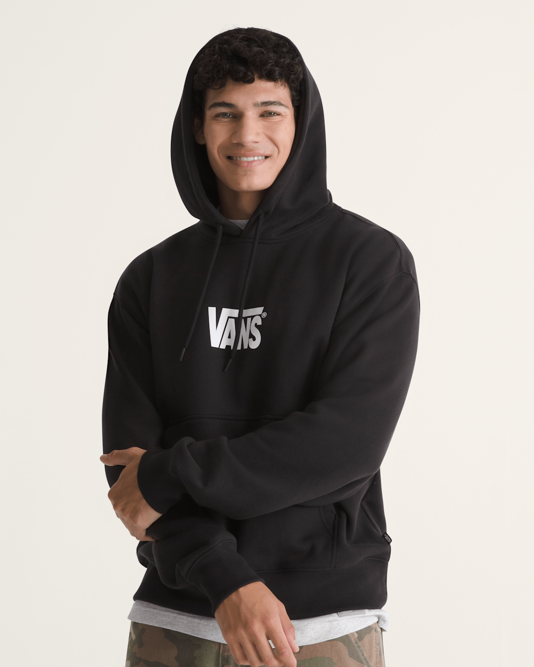 Stretch Logo Pullover Hoodie in Black / White | Vans near me