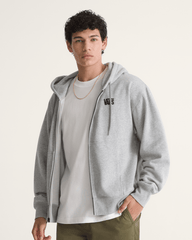 Stretch Logo Zip Hoodie in Cement Heather Grey | Vans online
