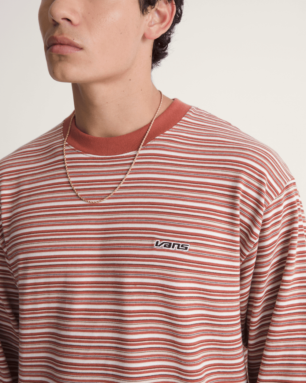 Wesley Stripe Long Sleeve Knit Shirt in Light Bronze Brown | Vans discount