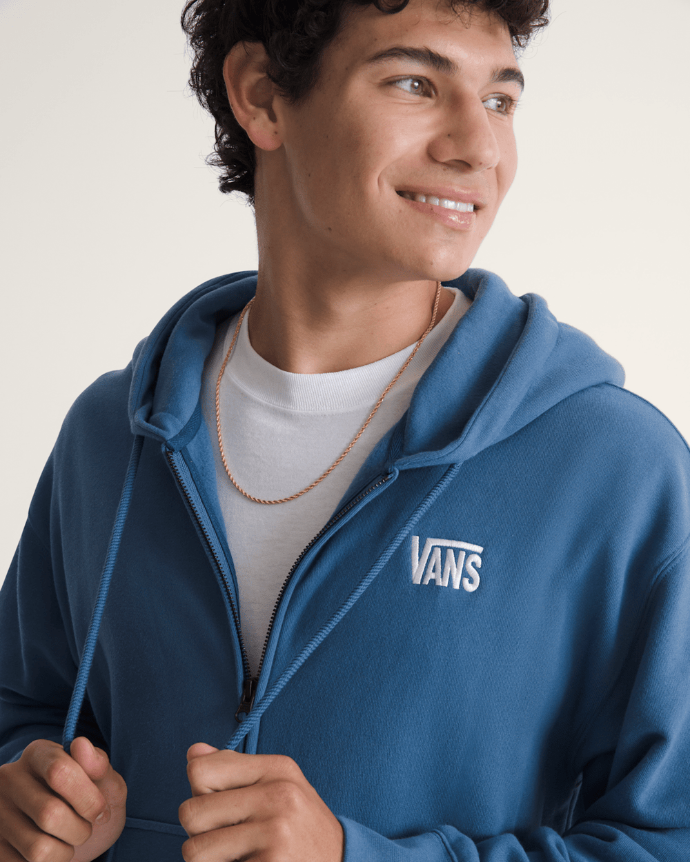 Stretch Logo Zip Hoodie in True Navy Blue | Vans near me