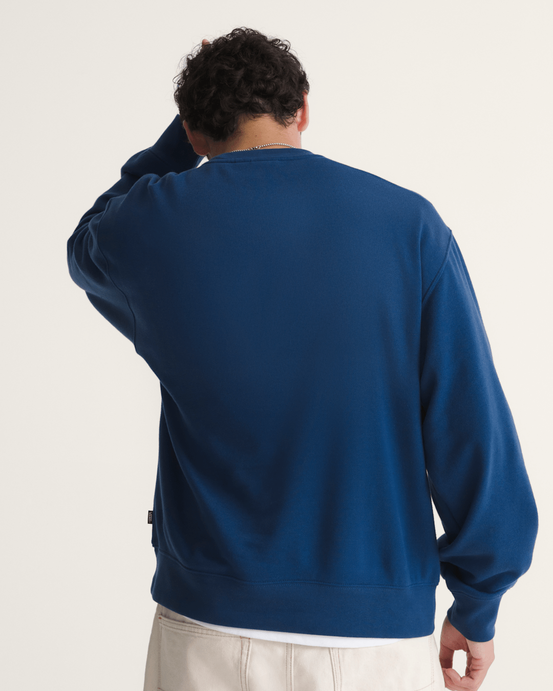Stretch Logo Crew Sweatshirt in Deep Indig Blue / Flame Red | Vans online