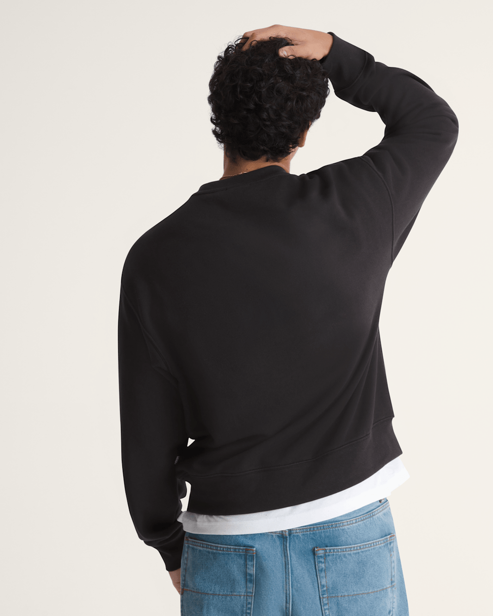 Stretch Logo Crew Sweatshirt in Black / White | Vans on sale