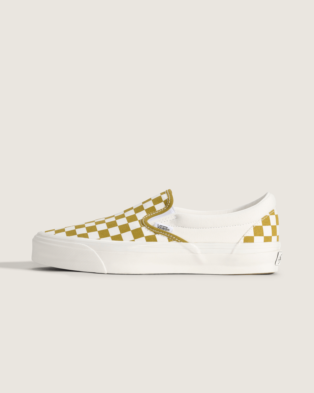 Premium Classic Slip-On Checkerboard Shoe in Checkerboard Burnt Gold Yellow | Vans near me