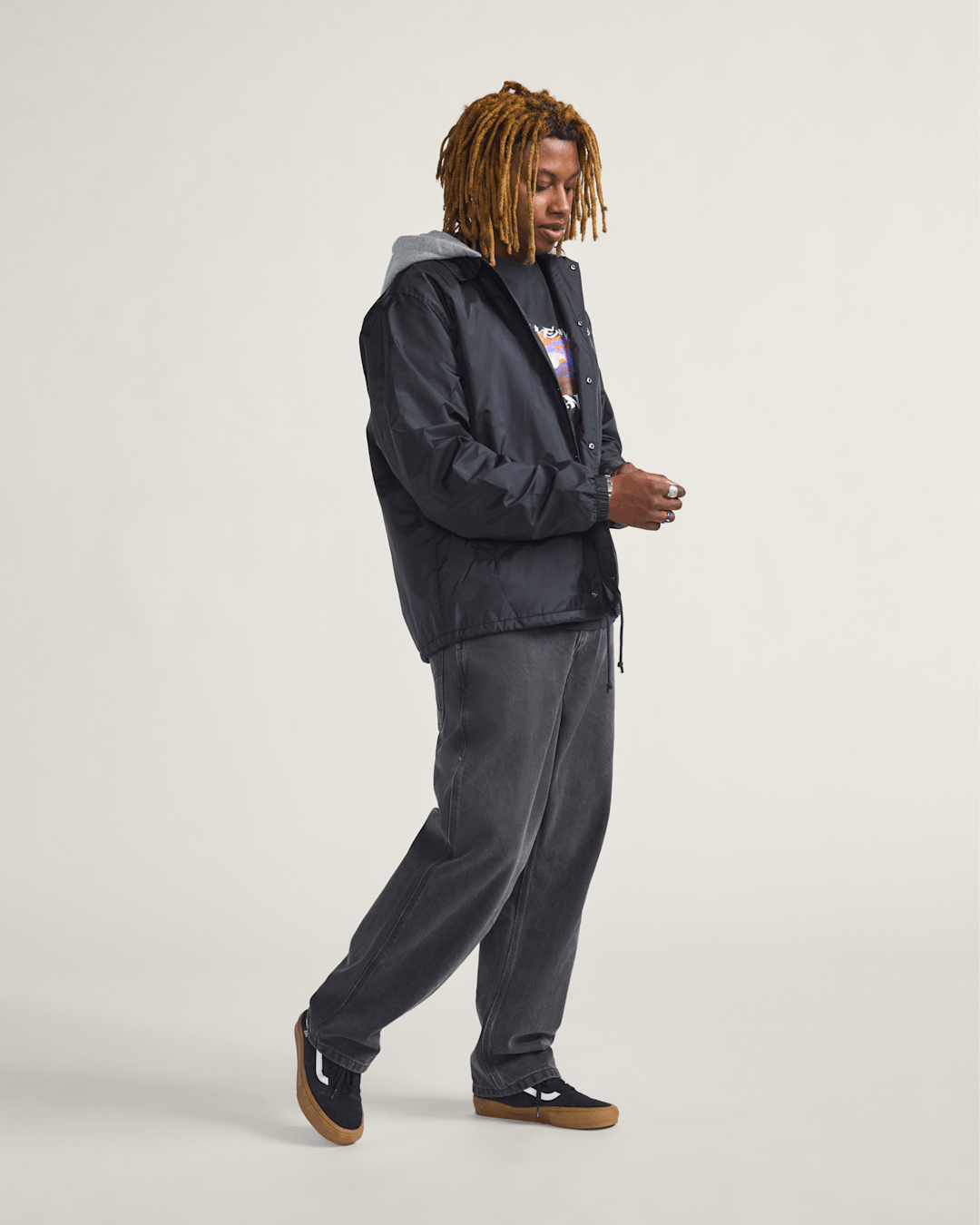 Riley Hooded Coach's Jacket in Black | Vans sale